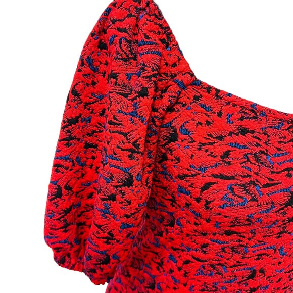 Free People Sunset Bodycon Mini Dress Knit Puff Sleeve Pull-On Square Neck XS - Picture 8 of 11